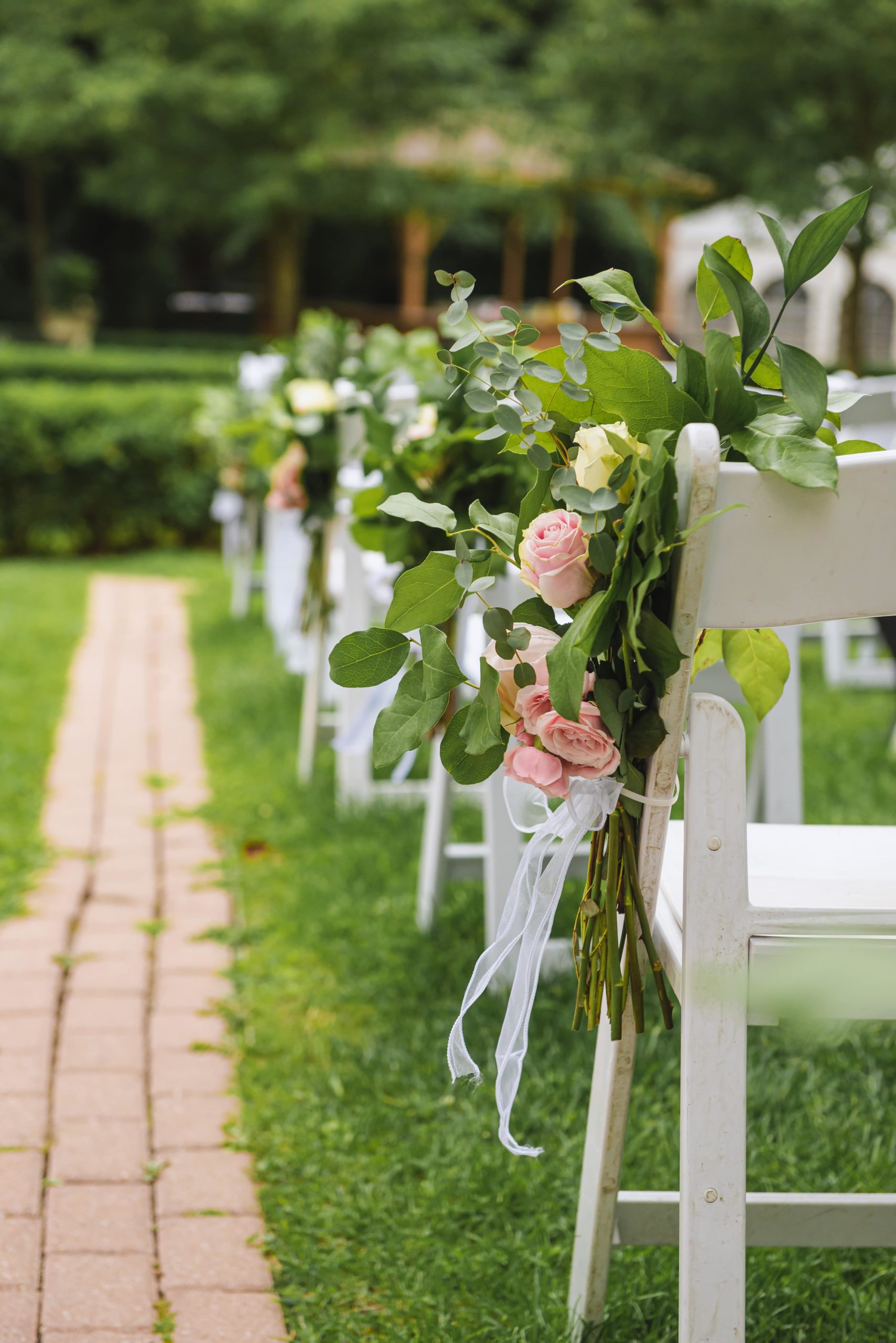 toronto outdoor ceremony chair flowers